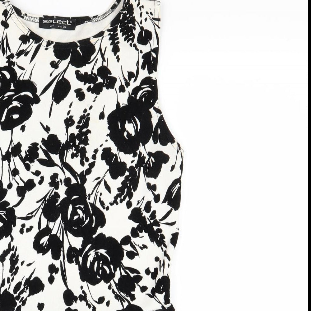 Select Womens White Floral  Tunic Tank Size 8