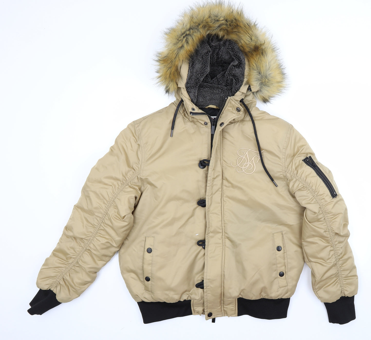 SikSilk Mens Brown   Parka Coat Size L