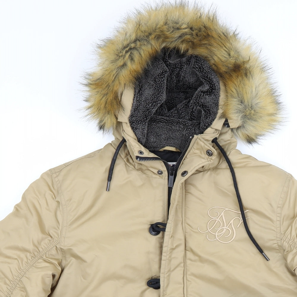 SikSilk Mens Brown   Parka Coat Size L