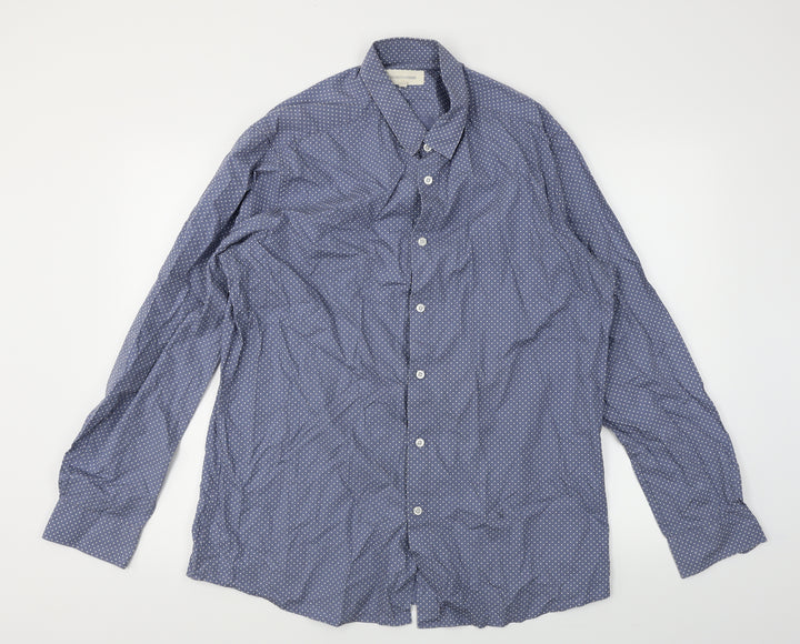 Frederik Anderson Mens Blue Polka Dot Dress Shirt Size XL