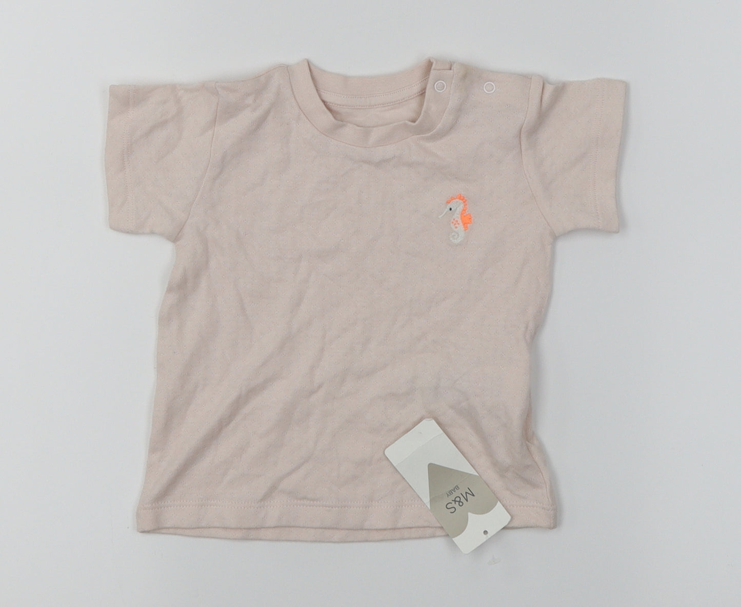 M&S Girls Pink   Basic T-Shirt Size 6-9 Months