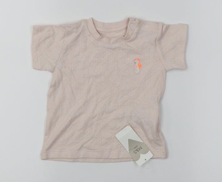 M&S Girls Pink   Basic T-Shirt Size 6-9 Months