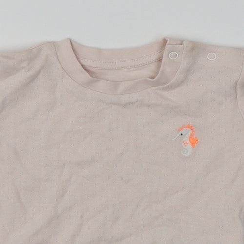 M&S Girls Pink   Basic T-Shirt Size 6-9 Months