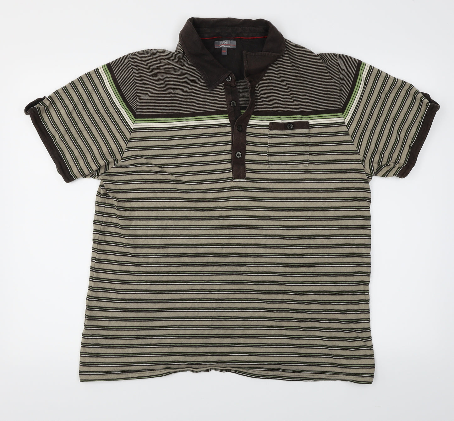 Jeff Banks Mens Brown Striped   Polo Size 2XL
