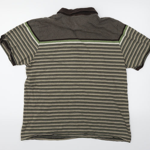 Jeff Banks Mens Brown Striped   Polo Size 2XL