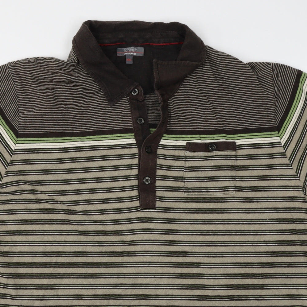 Jeff Banks Mens Brown Striped   Polo Size 2XL