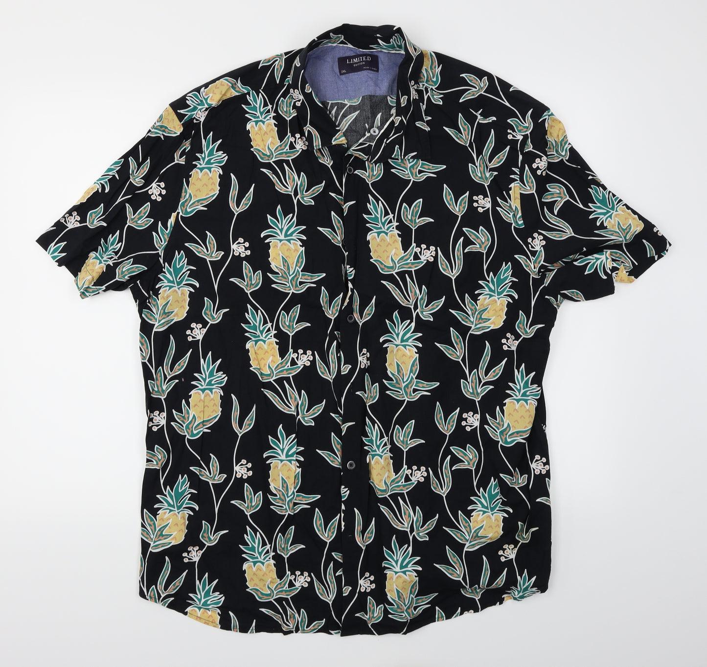 Limited Edition Mens Black Floral   Button-Up Size 2XL