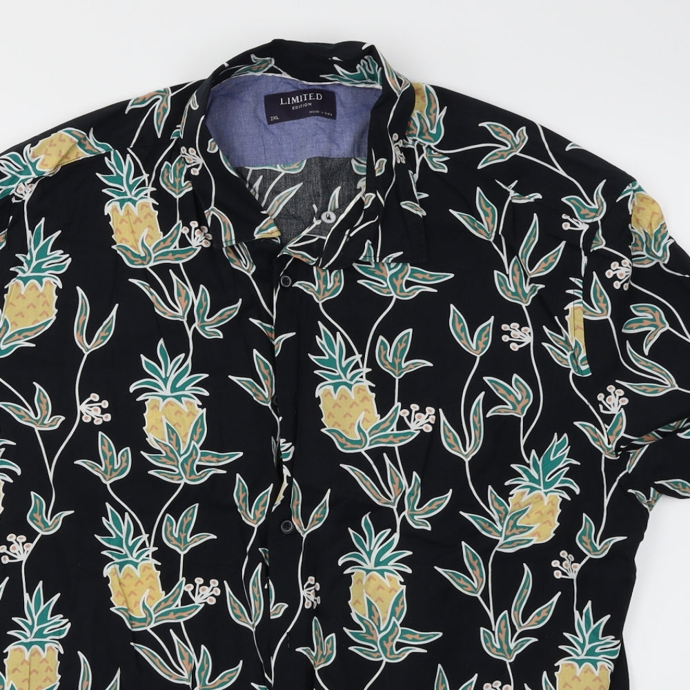 Limited Edition Mens Black Floral   Button-Up Size 2XL