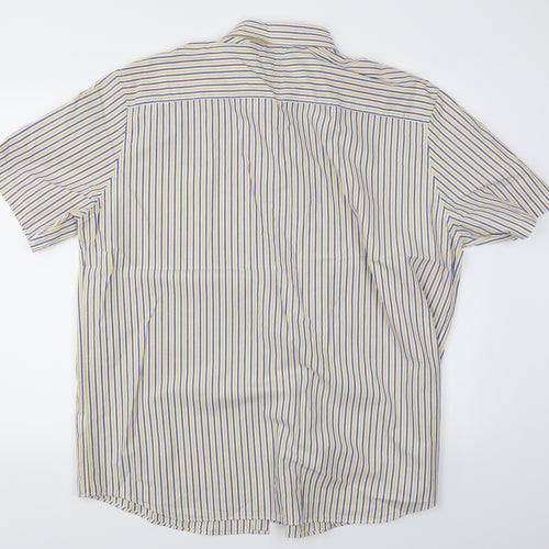 M&S Mens Yellow Striped   Button-Up Size 2XL