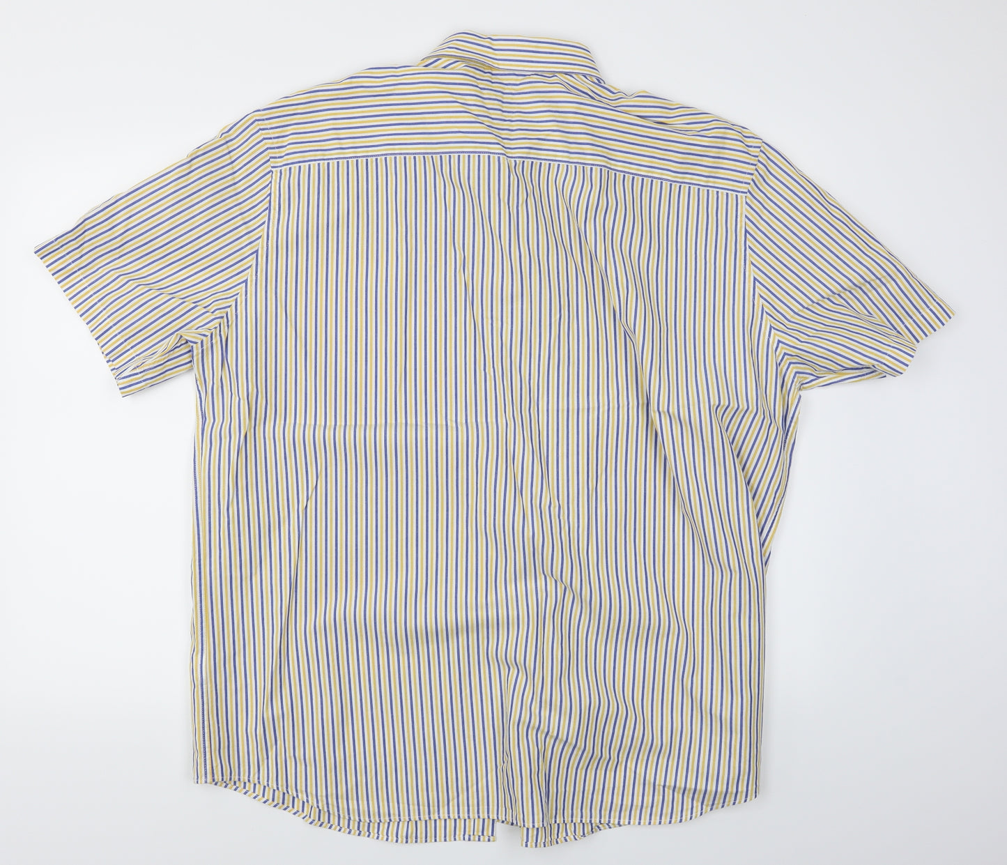 M&S Mens Yellow Striped   Button-Up Size 2XL
