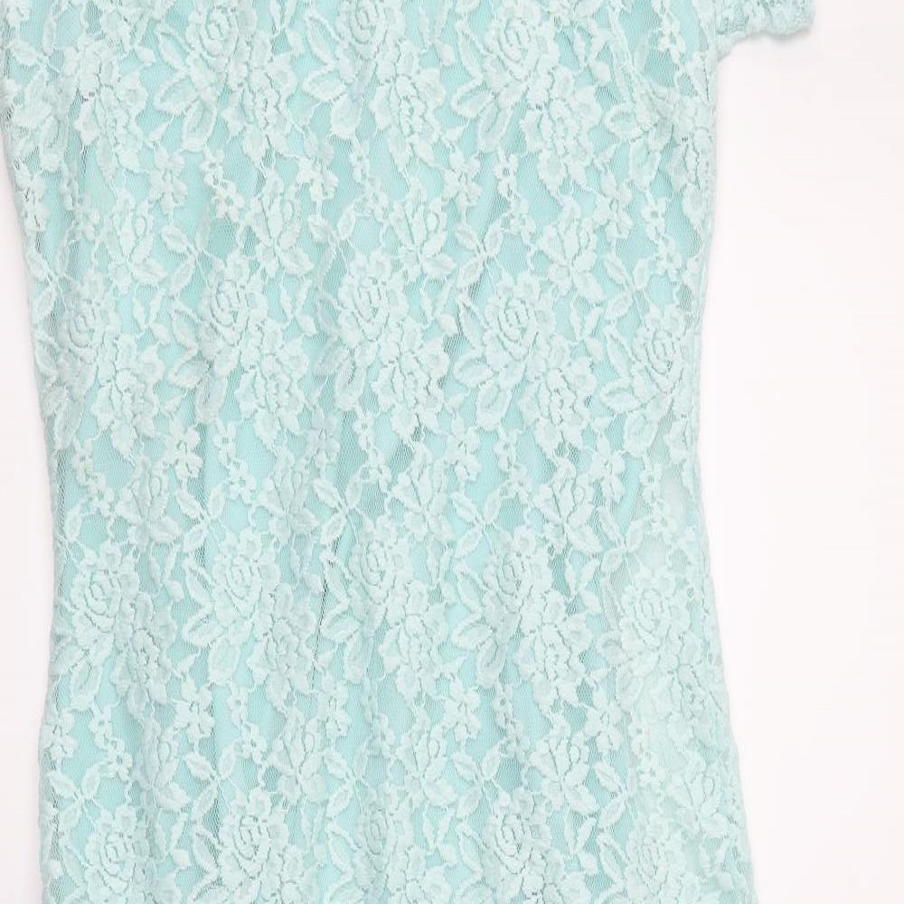 Joanna Hope Womens Blue Floral Lace Mermaid  Size 12