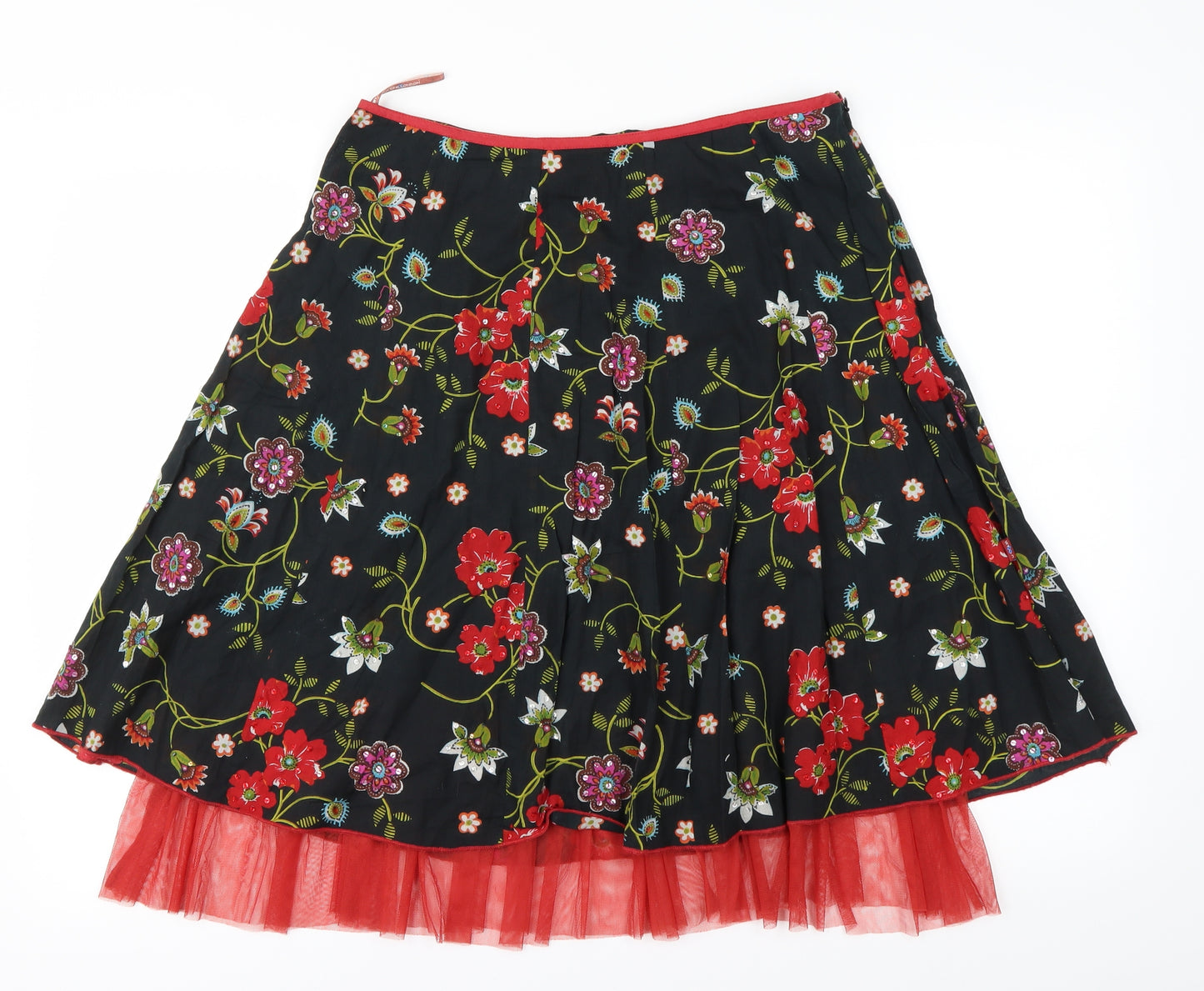 Uttam London  Womens Black Floral  A-Line Skirt Size S