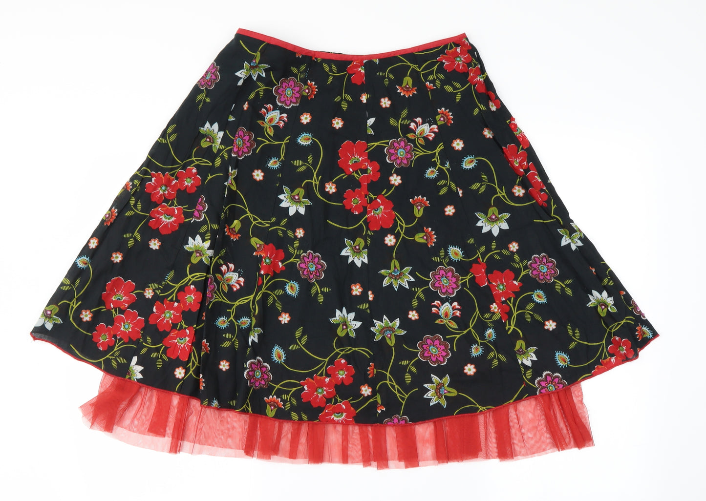 Uttam London  Womens Black Floral  A-Line Skirt Size S
