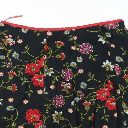 Uttam London  Womens Black Floral  A-Line Skirt Size S