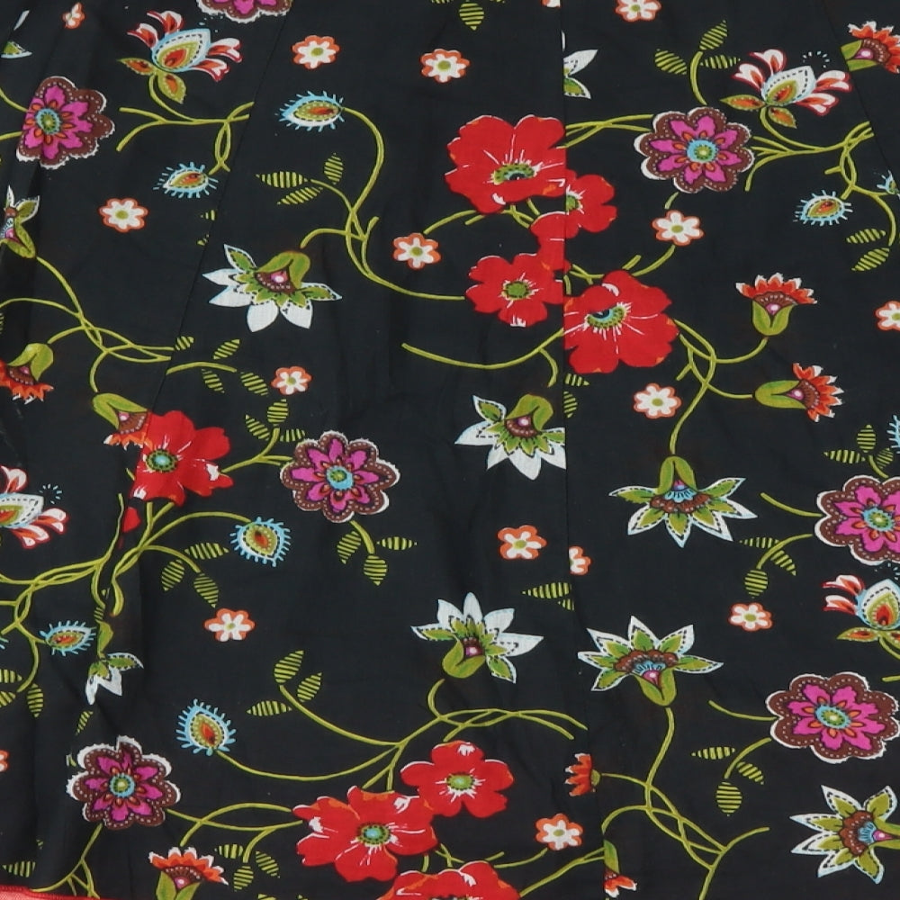 Uttam London  Womens Black Floral  A-Line Skirt Size S
