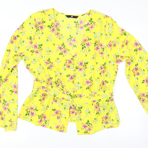 Very Womens Yellow Floral  Basic Blouse Size 12