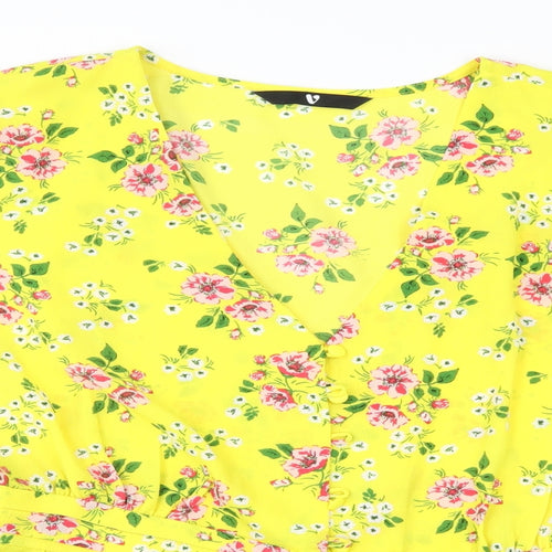 Very Womens Yellow Floral  Basic Blouse Size 12