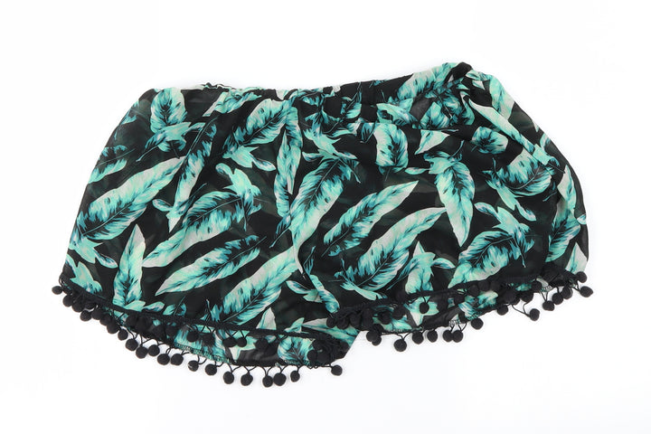 Boohoo Womens Black Floral Hot Pants Shorts Size L