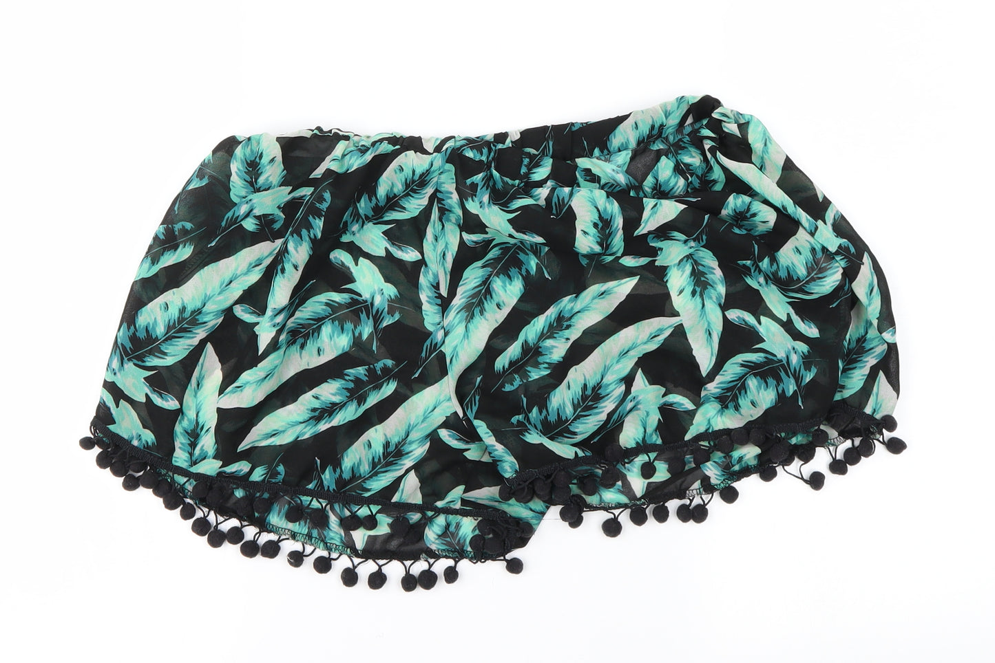 Boohoo Womens Black Floral  Hot Pants Shorts Size L