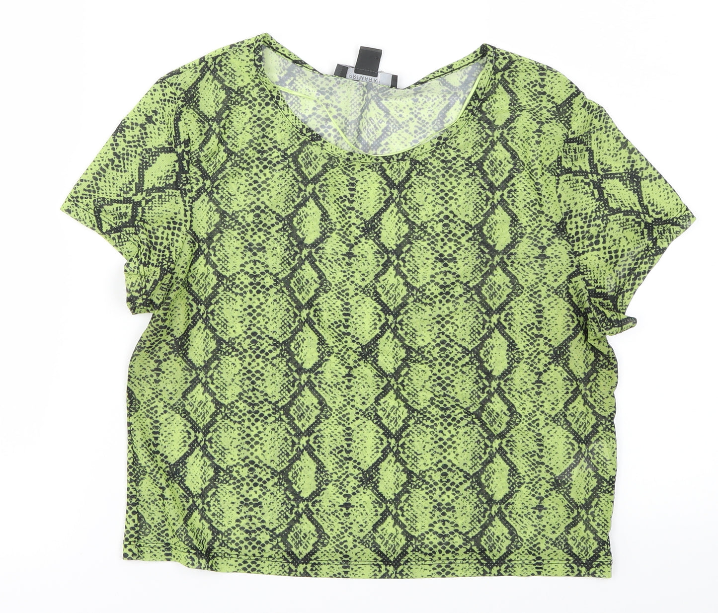 Primark Womens Green Animal Print  Basic Blouse Size M