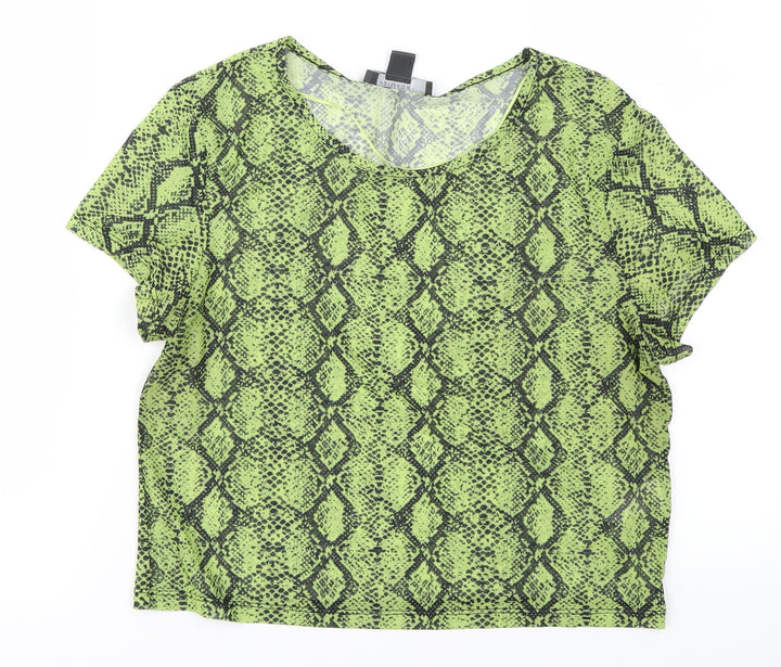 Primark Womens Green Animal Print  Basic Blouse Size M