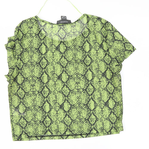 Primark Womens Green Animal Print  Basic Blouse Size M