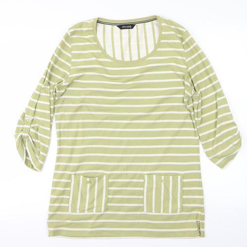 Alexara  Womens Green Striped  Basic Blouse Size 14