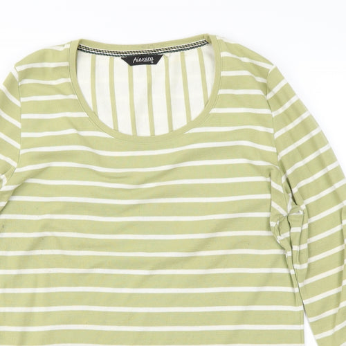 Alexara  Womens Green Striped  Basic Blouse Size 14