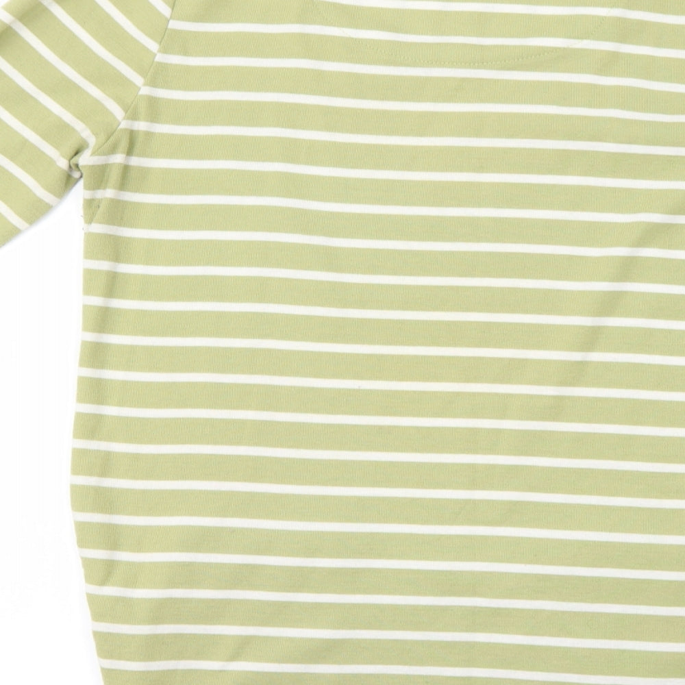 Alexara  Womens Green Striped  Basic Blouse Size 14