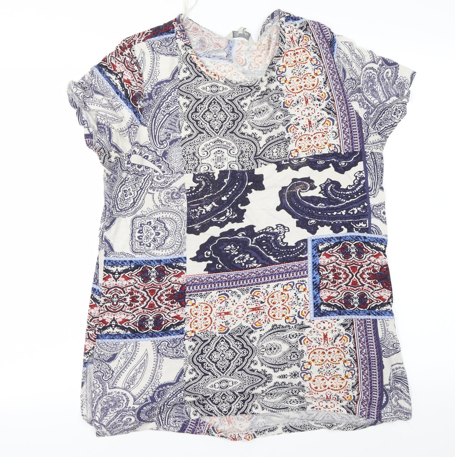 Peacocks Womens Blue Floral  Basic T-Shirt Size 14