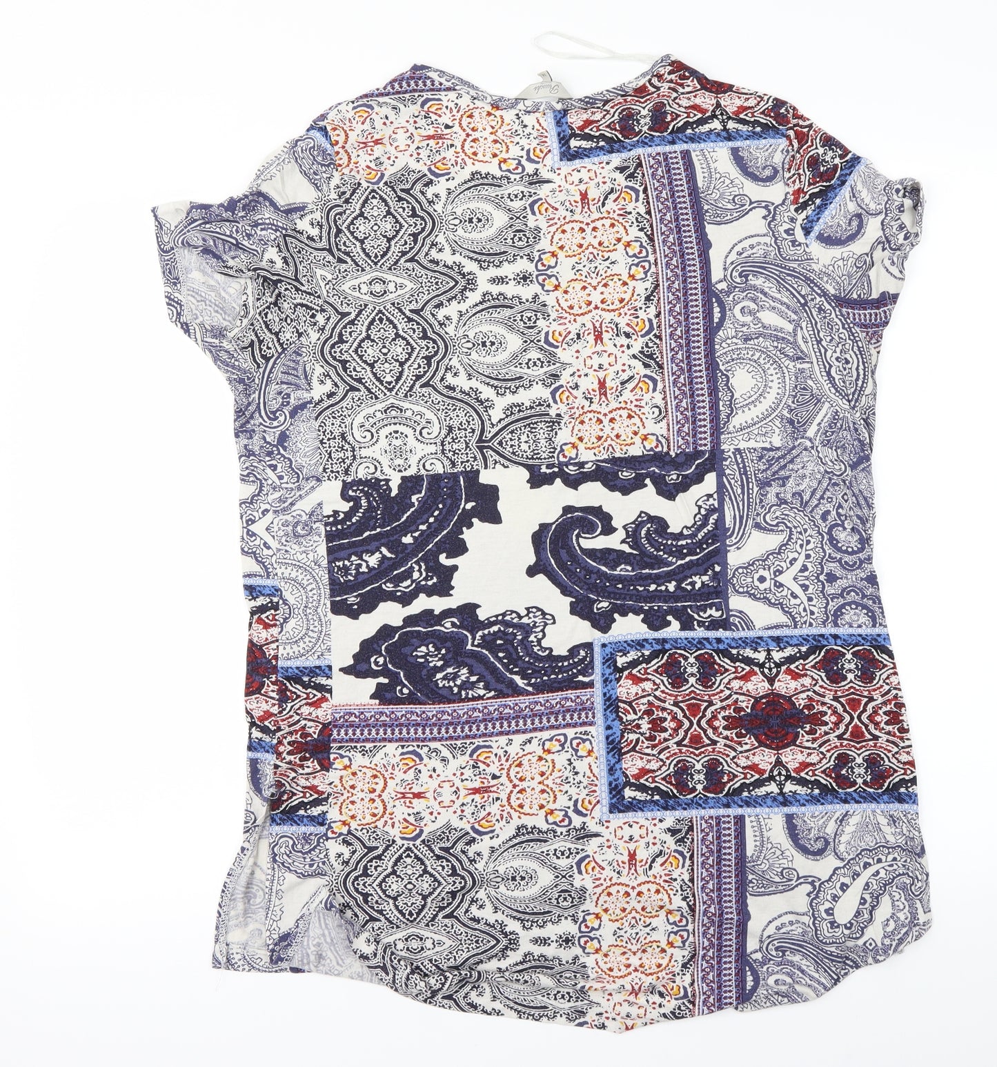 Peacocks Womens Blue Floral  Basic T-Shirt Size 14