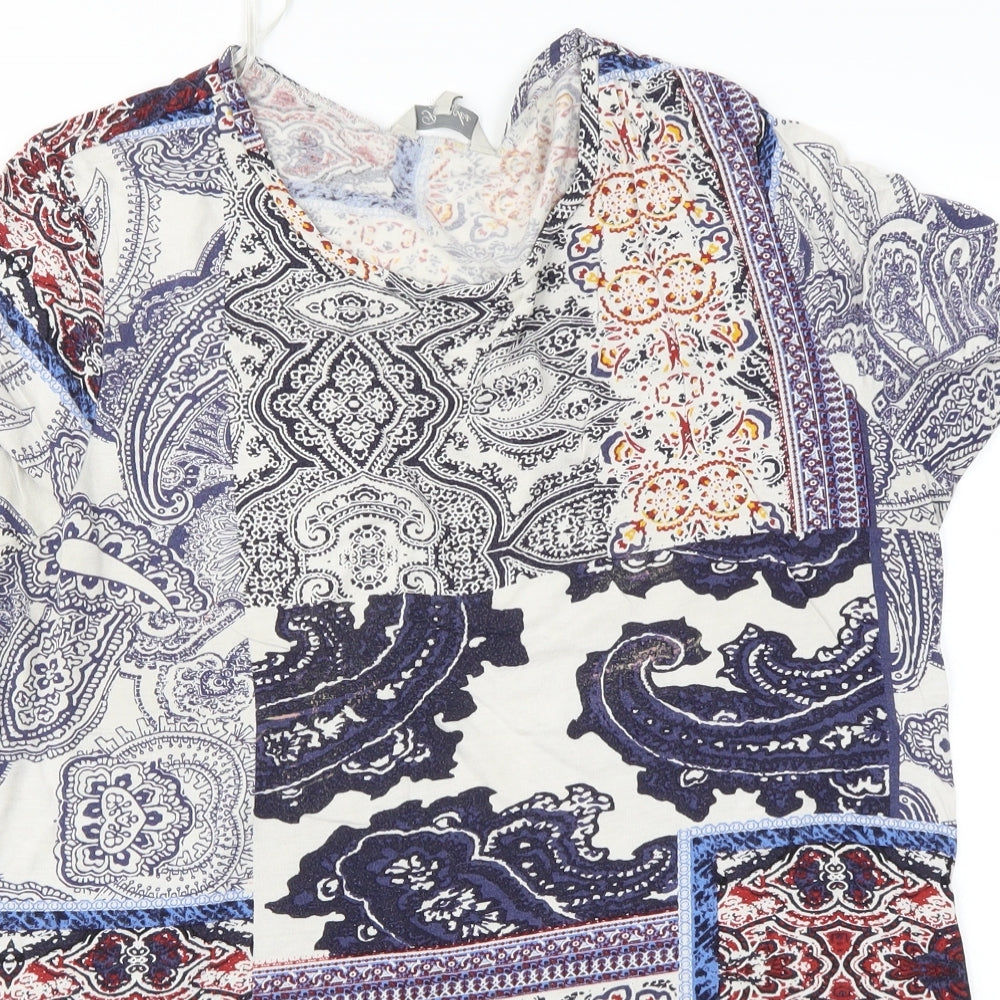 Peacocks Womens Blue Floral  Basic T-Shirt Size 14