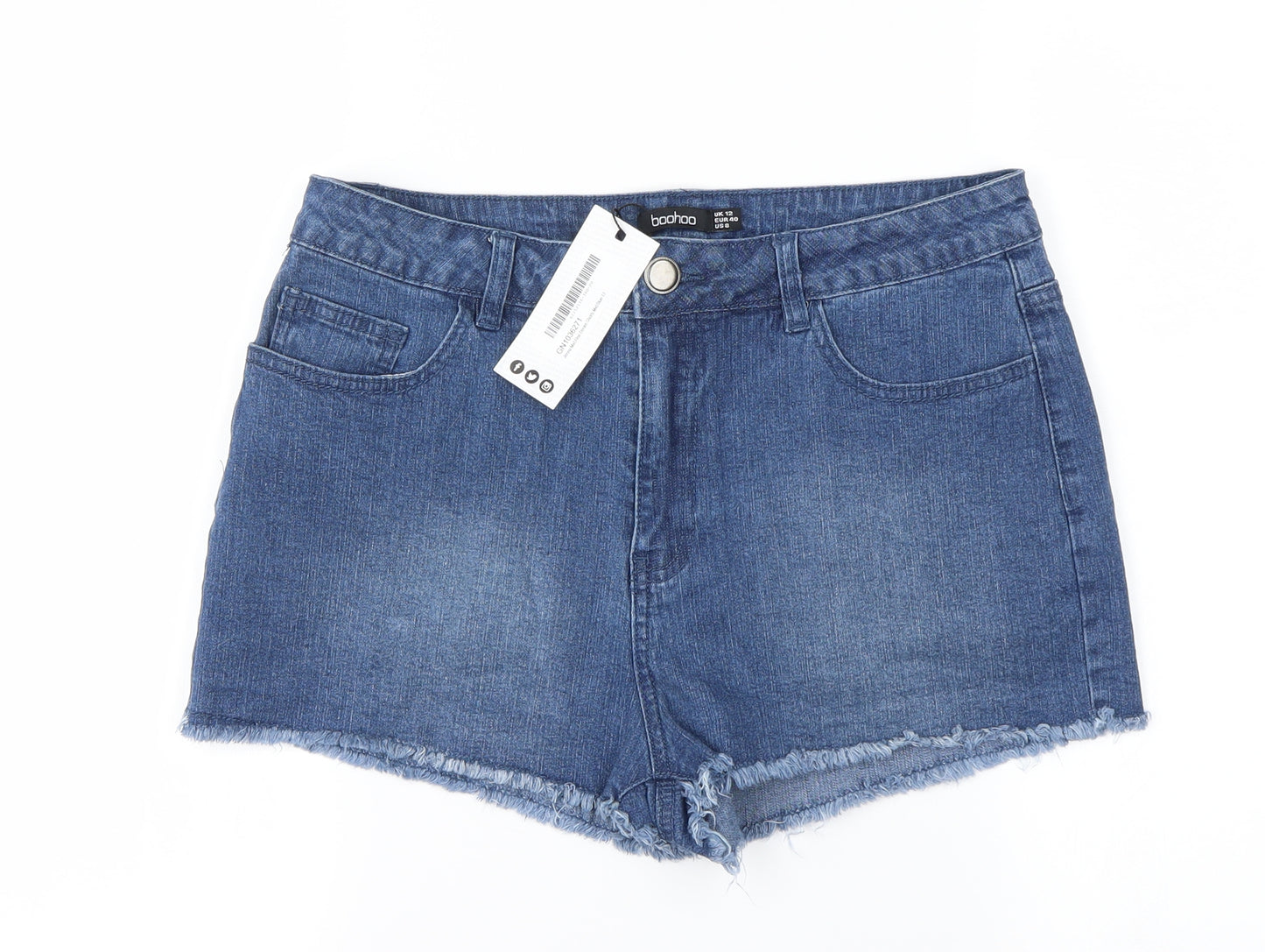 Boohoo Womens Blue   Cut-Off Shorts Size 12