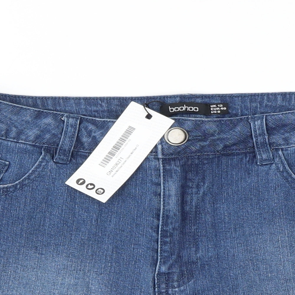 Boohoo Womens Blue   Cut-Off Shorts Size 12