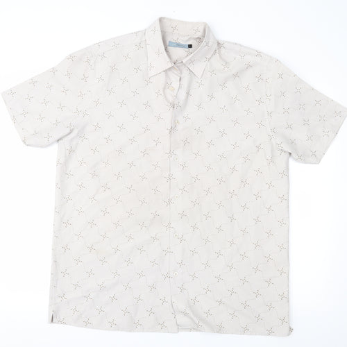 Red Herring Mens Brown Geometric   Button-Up Size L
