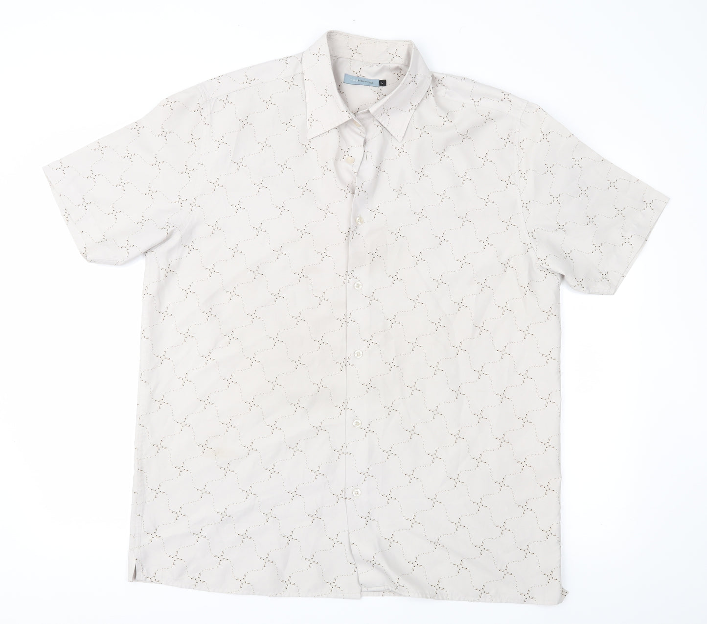 Red Herring Mens Brown Geometric   Button-Up Size L