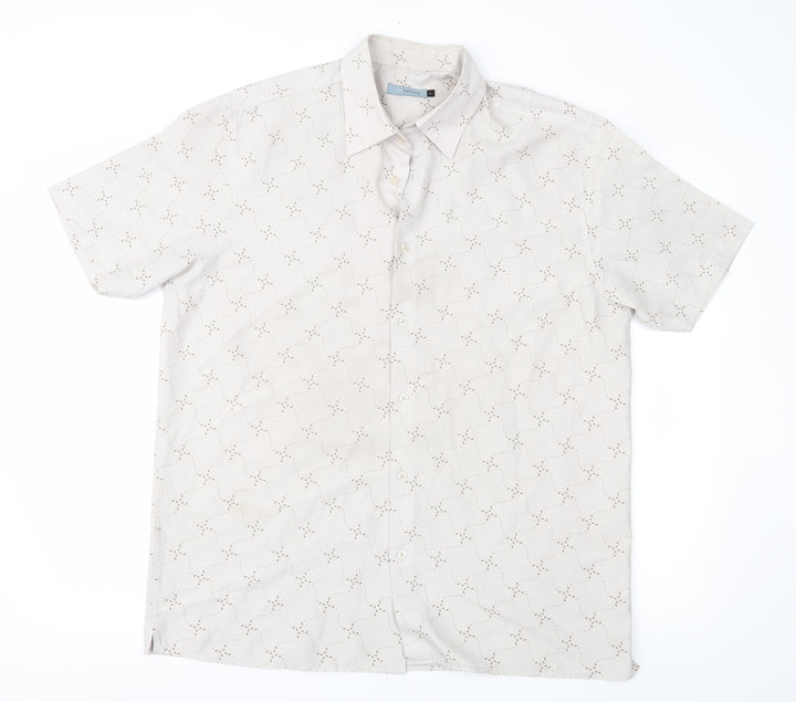 Red Herring Mens Brown Geometric   Button-Up Size L
