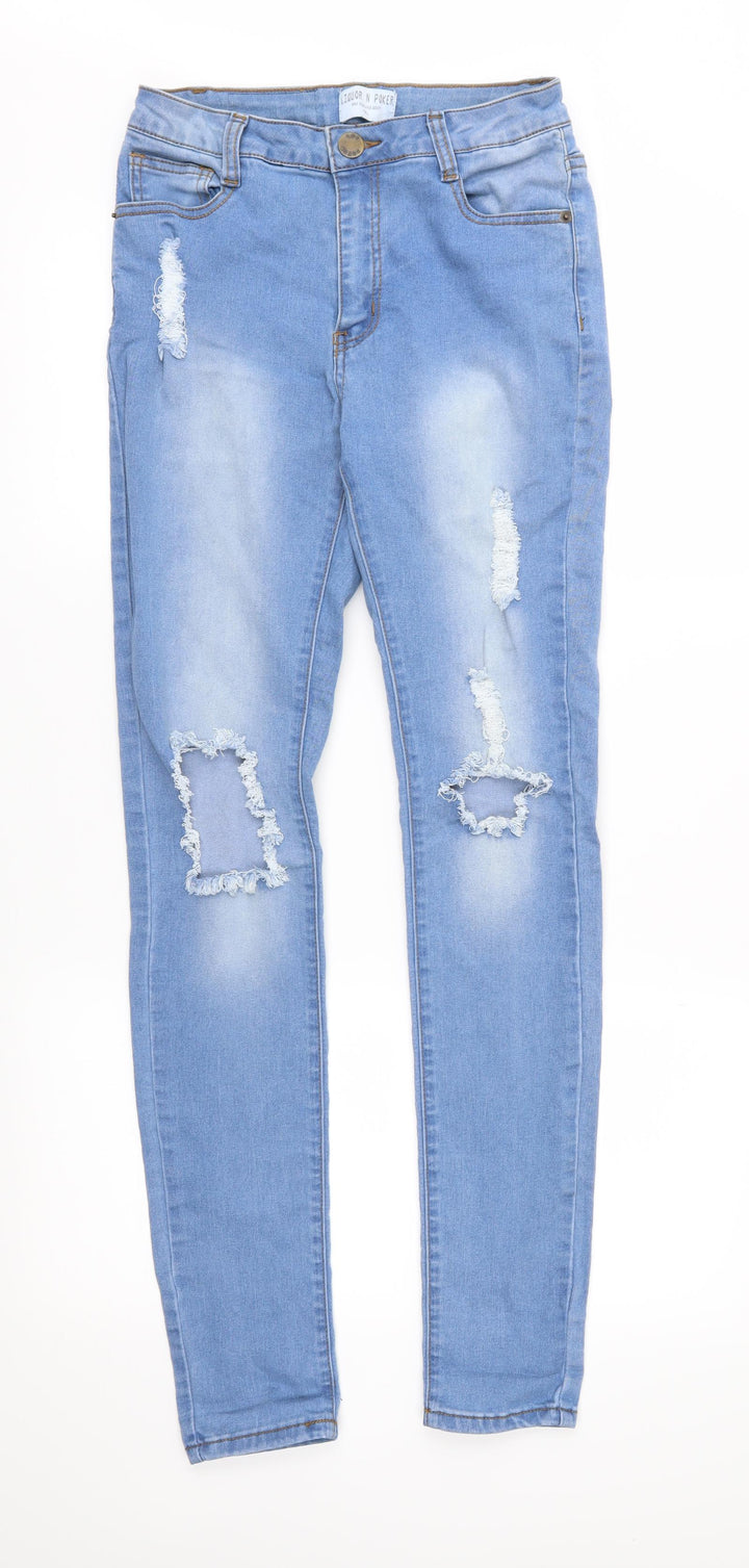 Liquor N Poker Womens Blue Denim Skinny Jeans Size 10 L30 in
