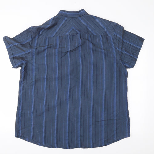 Thomas Nash Mens Blue Striped   Button-Up Size L