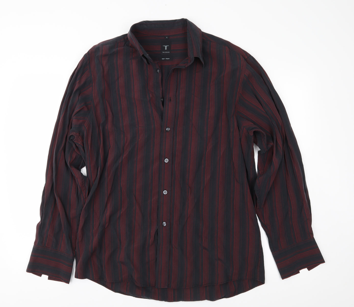 Tom English Mens Red Striped   Button-Up Size L