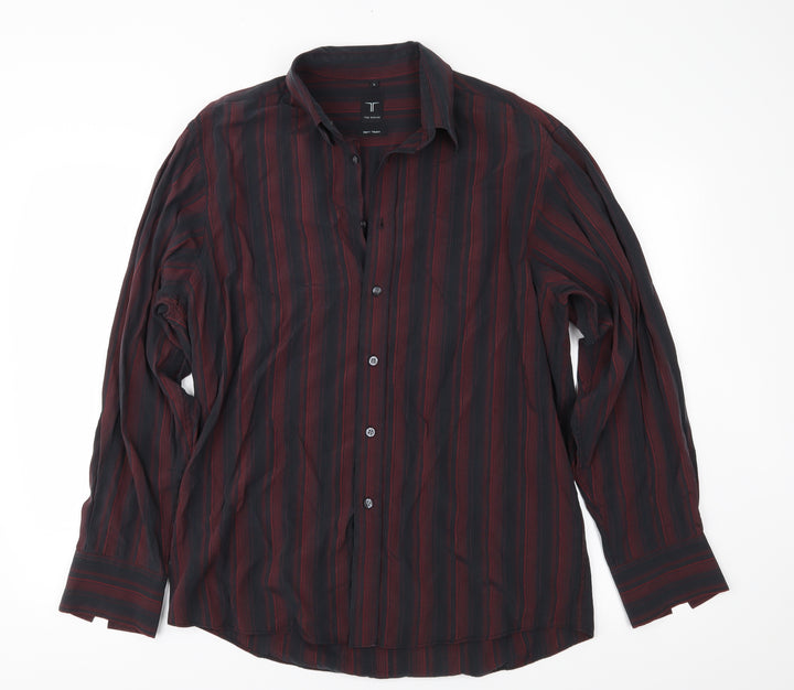 Tom English Mens Red Striped   Button-Up Size L