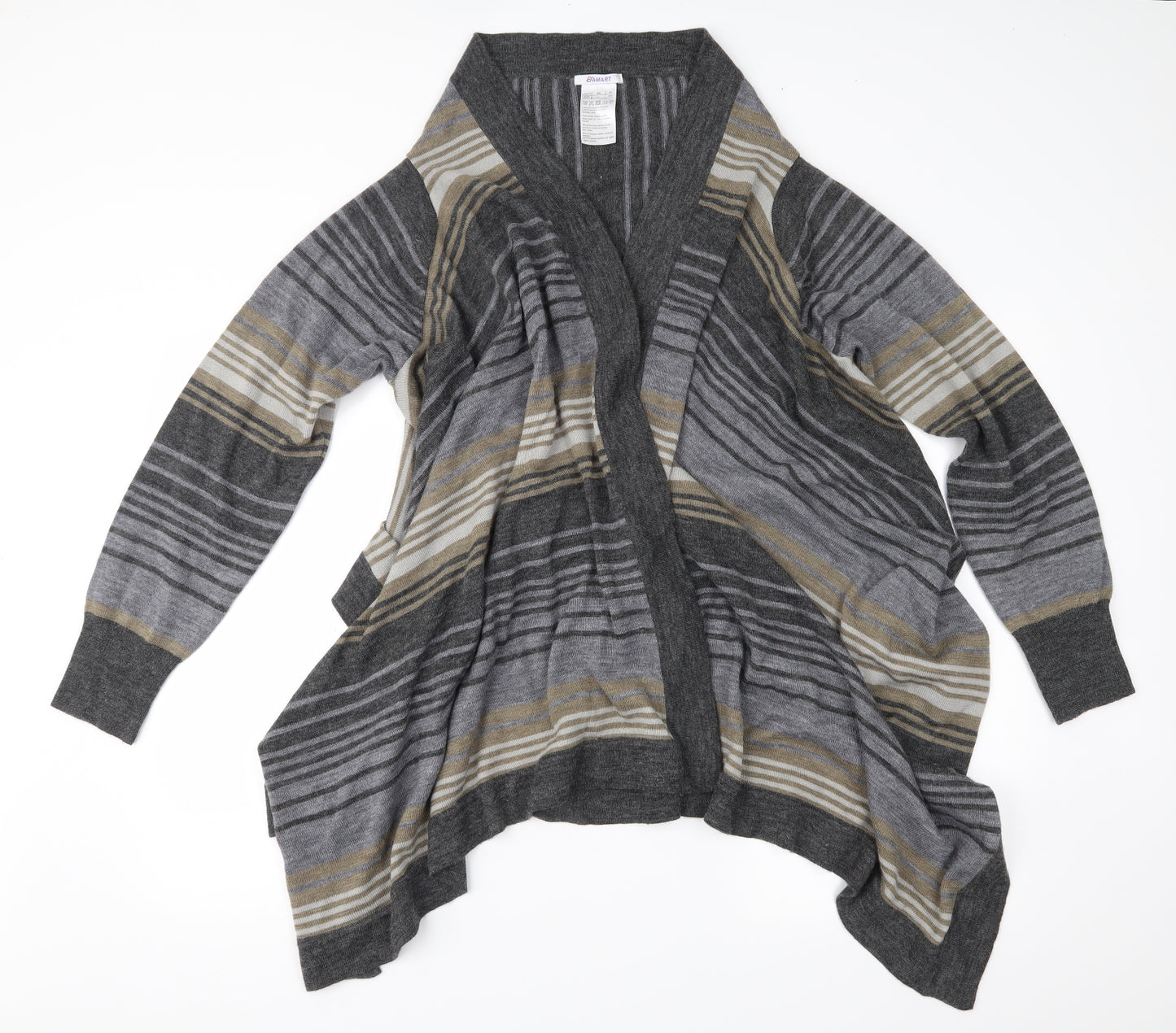 Damart Womens Grey Striped Knit Cardigan Jumper Size 18