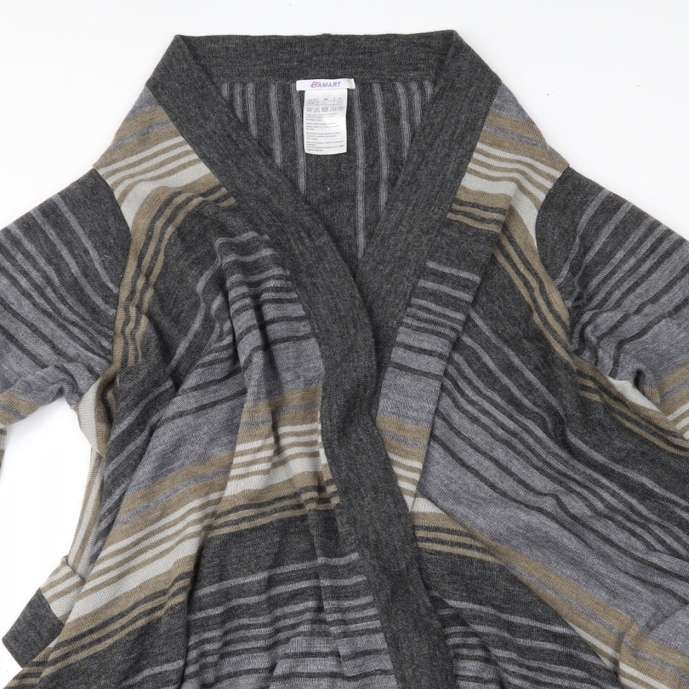 Damart Womens Grey Striped Knit Cardigan Jumper Size 18