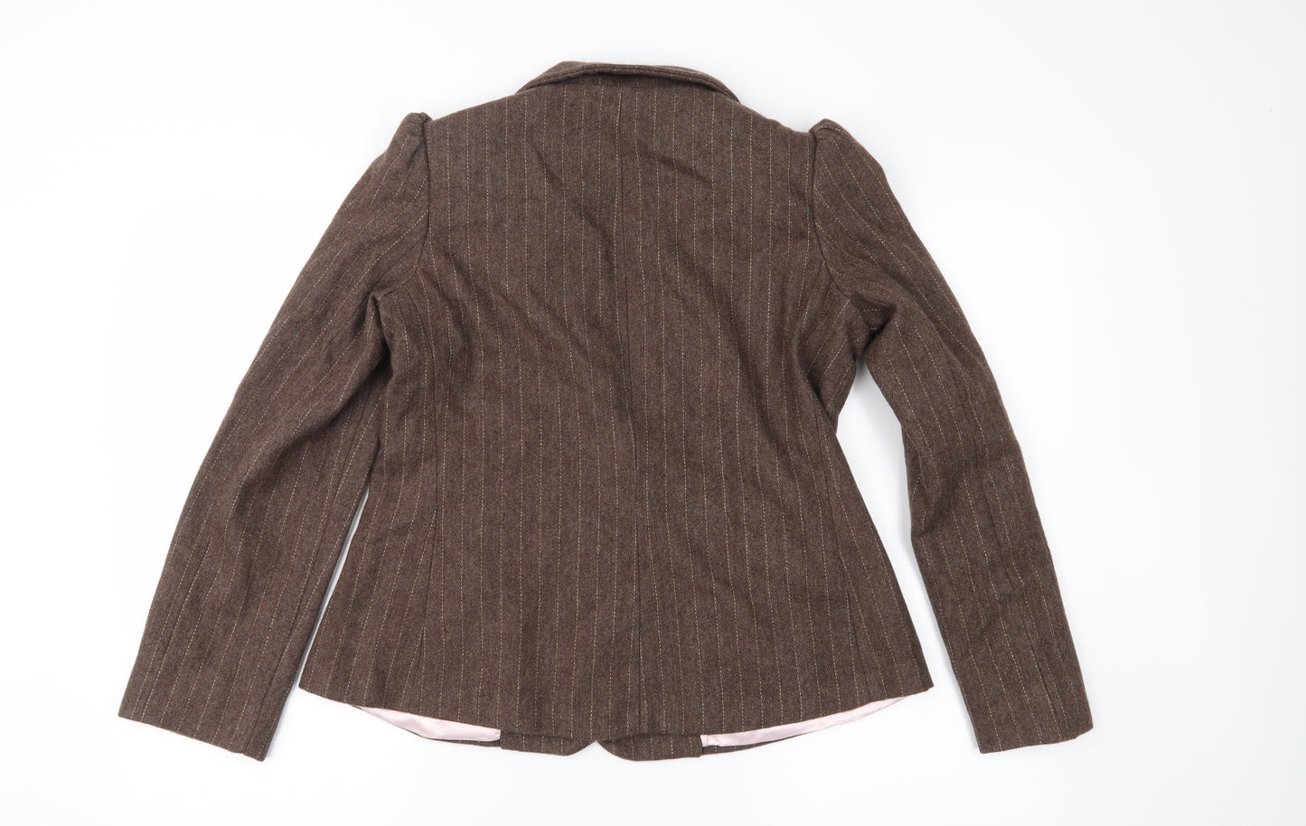 Pink Soda Womens Brown Striped  Jacket Suit Jacket Size 14