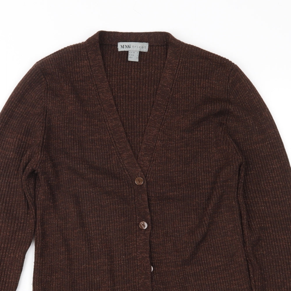 MNG Womens Brown  Knit Cardigan Jumper Size M