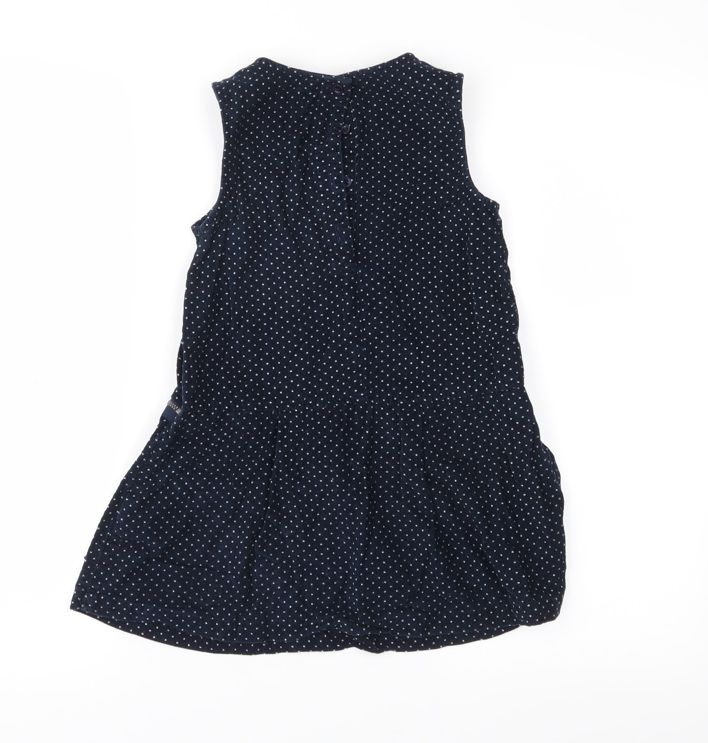 Jasper Conran Girls Blue Polka Dot Corduroy Pinafore/Dungaree Dress  Size 5-6 Years