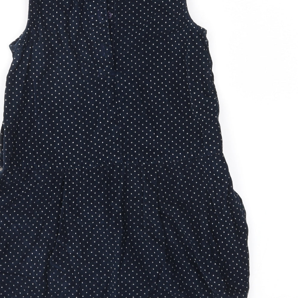 Jasper Conran Girls Blue Polka Dot Corduroy Pinafore/Dungaree Dress  Size 5-6 Years