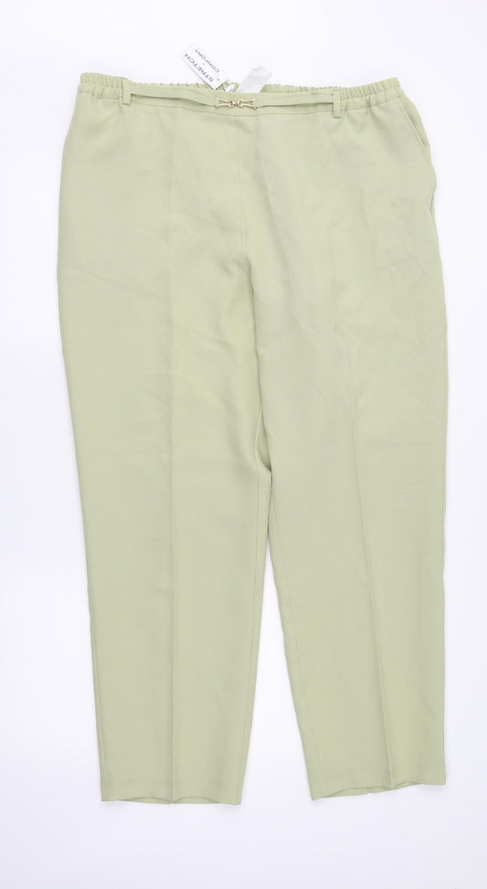 Front view of Afibel women’s green trousers, size UK 20, in, 28-inch leg