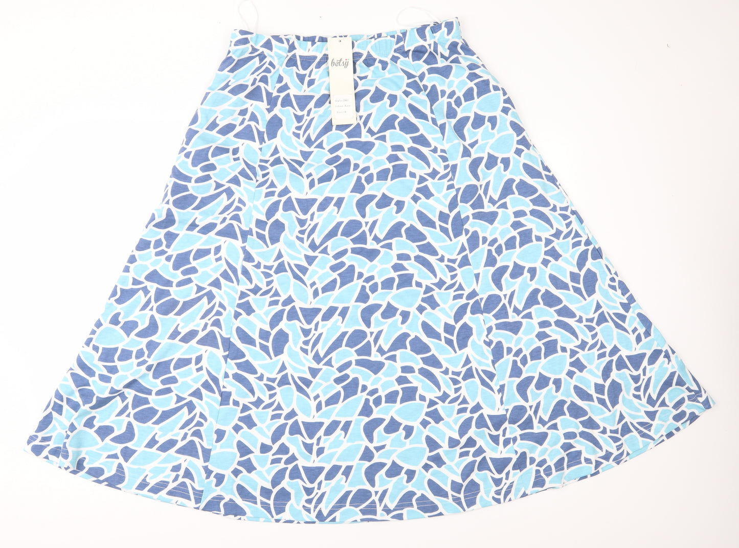 Betsy Womens Blue Geometric Jersey A-Line Skirt Size 18