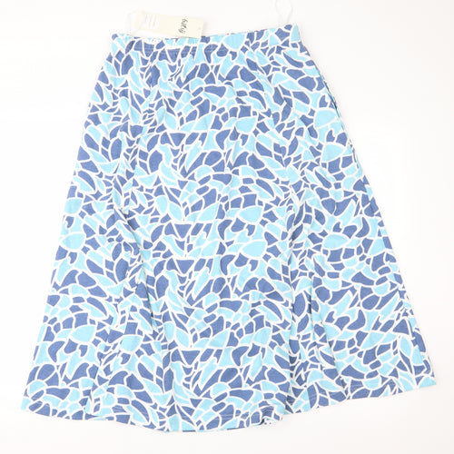 Betsy Womens Blue Geometric Jersey A-Line Skirt Size 18